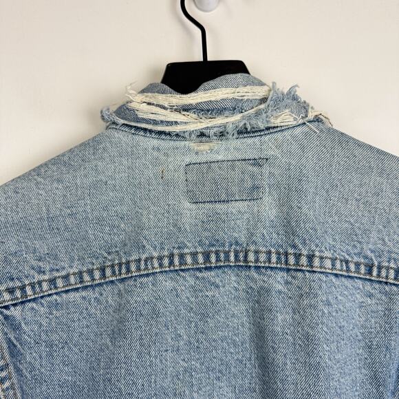 Vintage Levi’s Denim Jacket Trashed Blue Mens - 42L Large - Picture 7 of 10